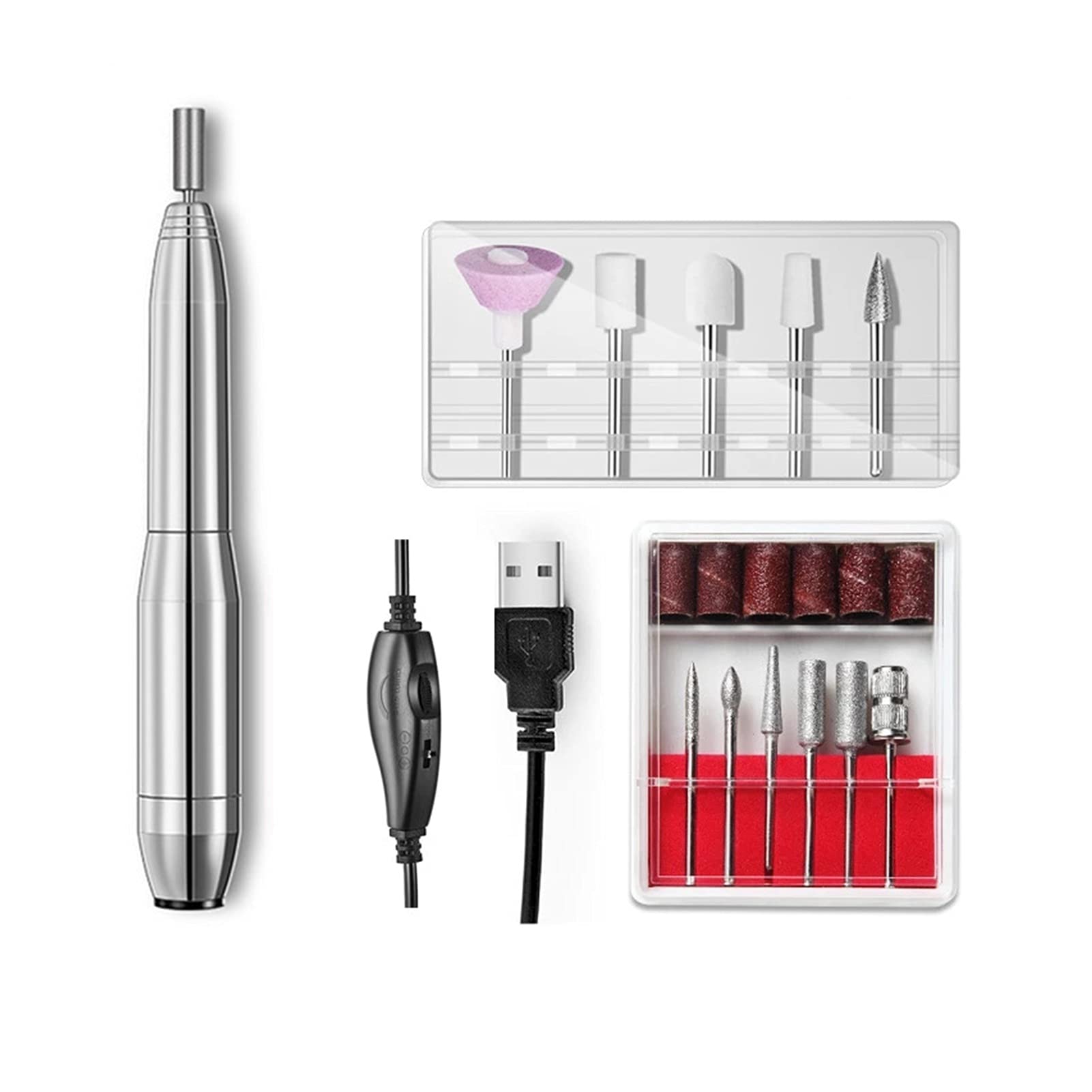 Kit de cuidado de uñas con torno eléctrico portátil para manicura y pedicura