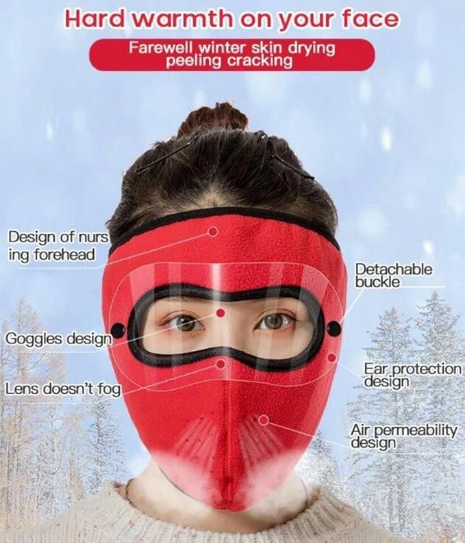 Image of Anti-Fog Full Face Shield Upgraded, Impact & Wind Resistant Cycling Mask with Adjustable Fit, Transparent Protection for Outdoor & Kitchen Use, Heat & Blue Light Blocking