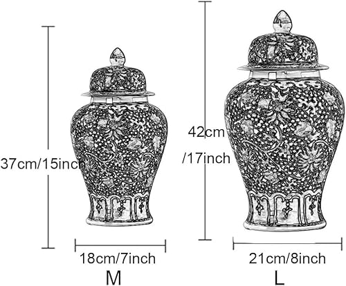 DUANZYOPQ Elegant Blue and White Porcelain Ginger Jars - Chinoiserie Decorative Storage & Flower Vases for Home Decor Centerpiece - Image 2