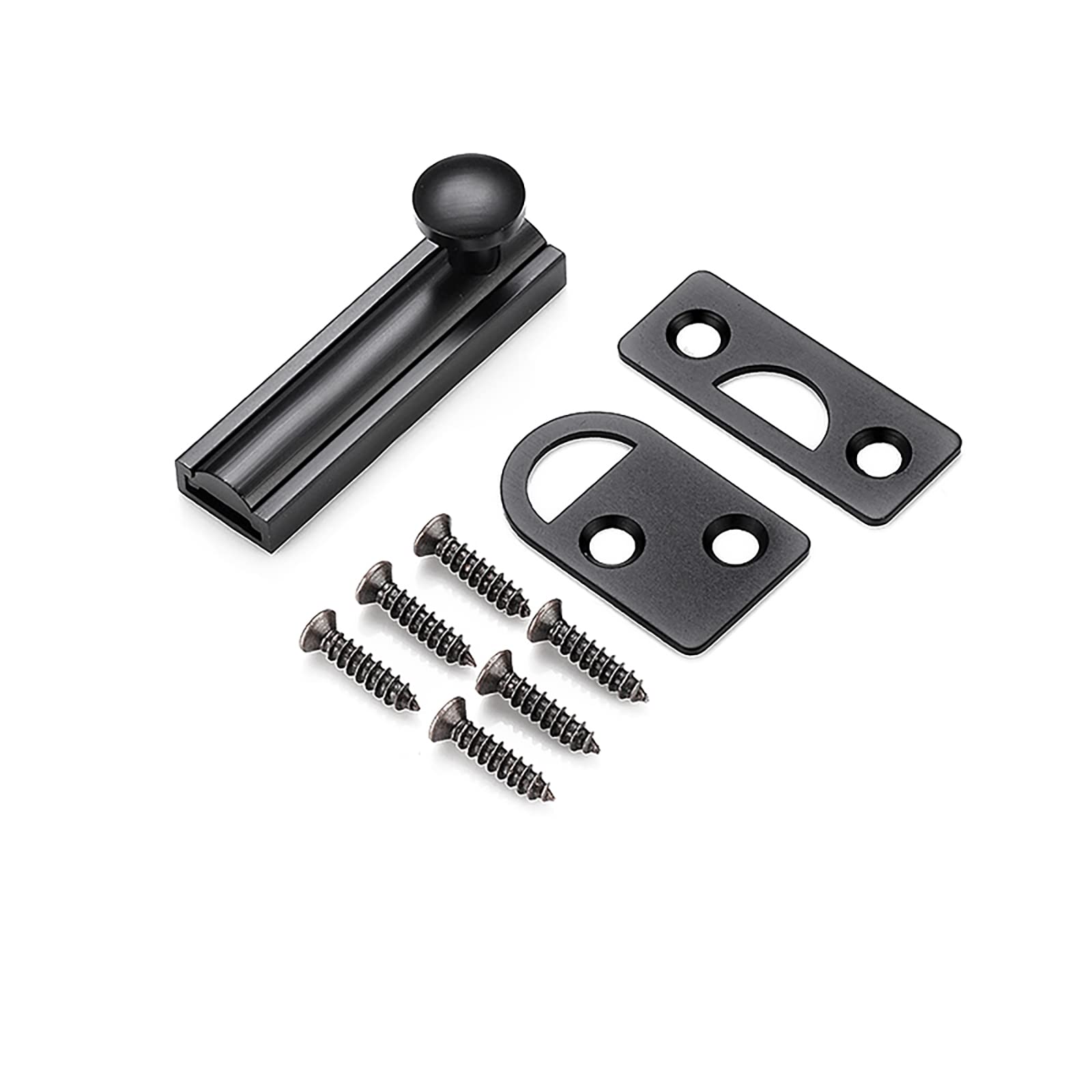 Sliding Bolt Locks, Slide Door Bolt Solid Copper Latch Buckle Invisible(Black,2in)