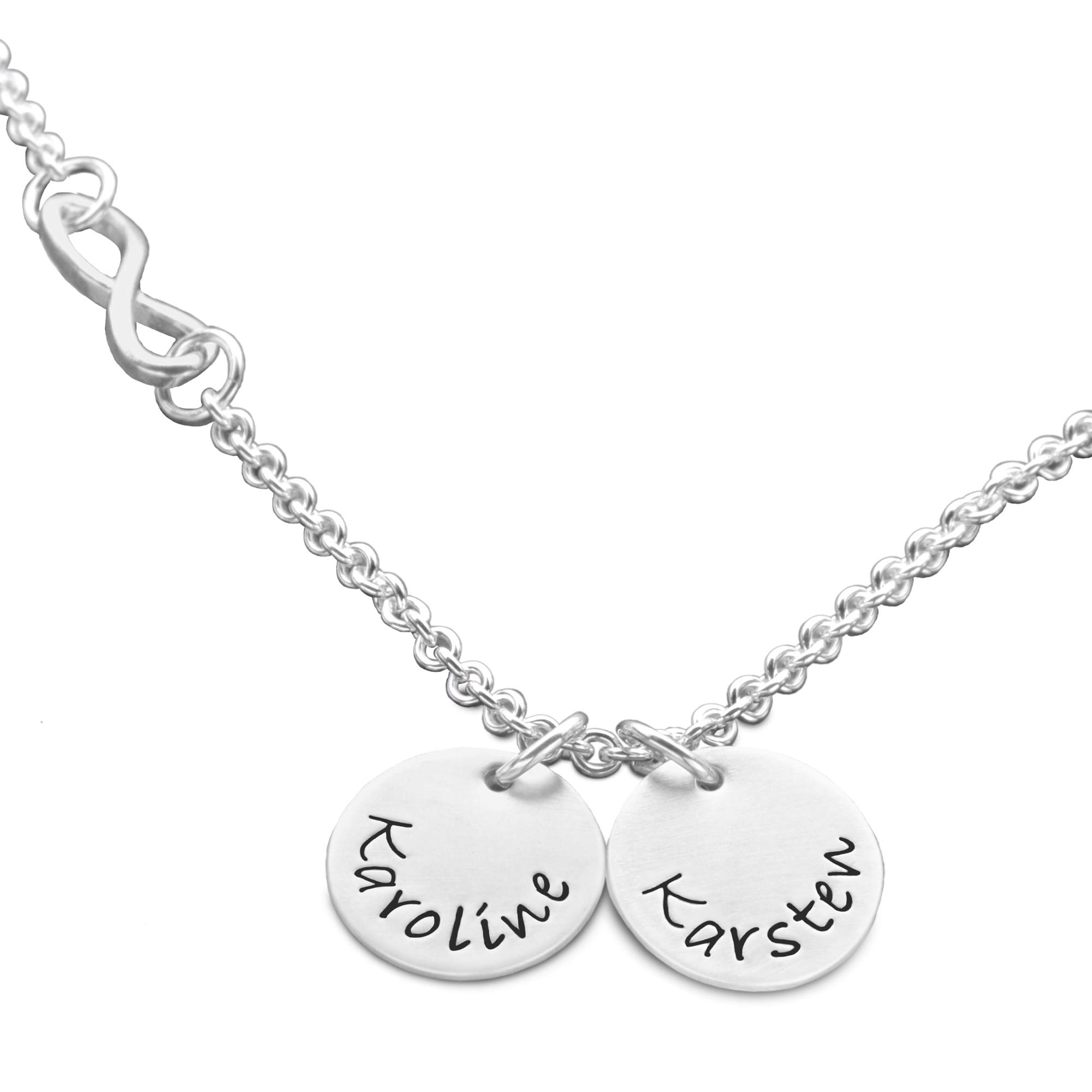 Partnerkette Kette Pärchen Unendlich mit Gravur IN LIEBE 925 Silber Namenskette Frau Infinity Unendlichkeit personalisiert