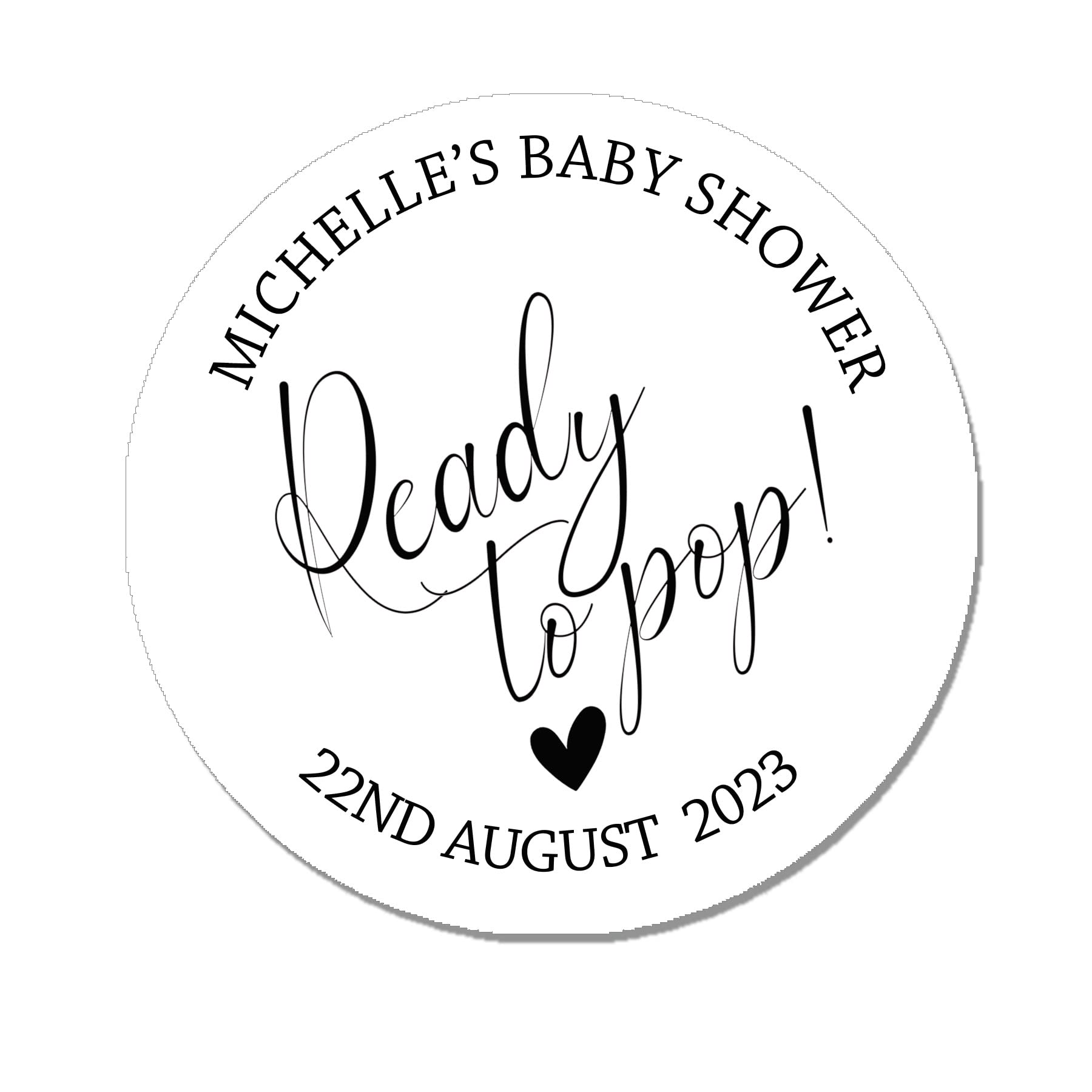 35 Personalised Baby Shower Popcorn Cone Stickers, Favour Bag Stickers, Ready to Pop, Thank You for Coming Labels (White)