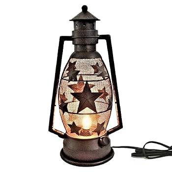 Rustic Metal Star Lantern Nightlight - Vintage Farmhouse