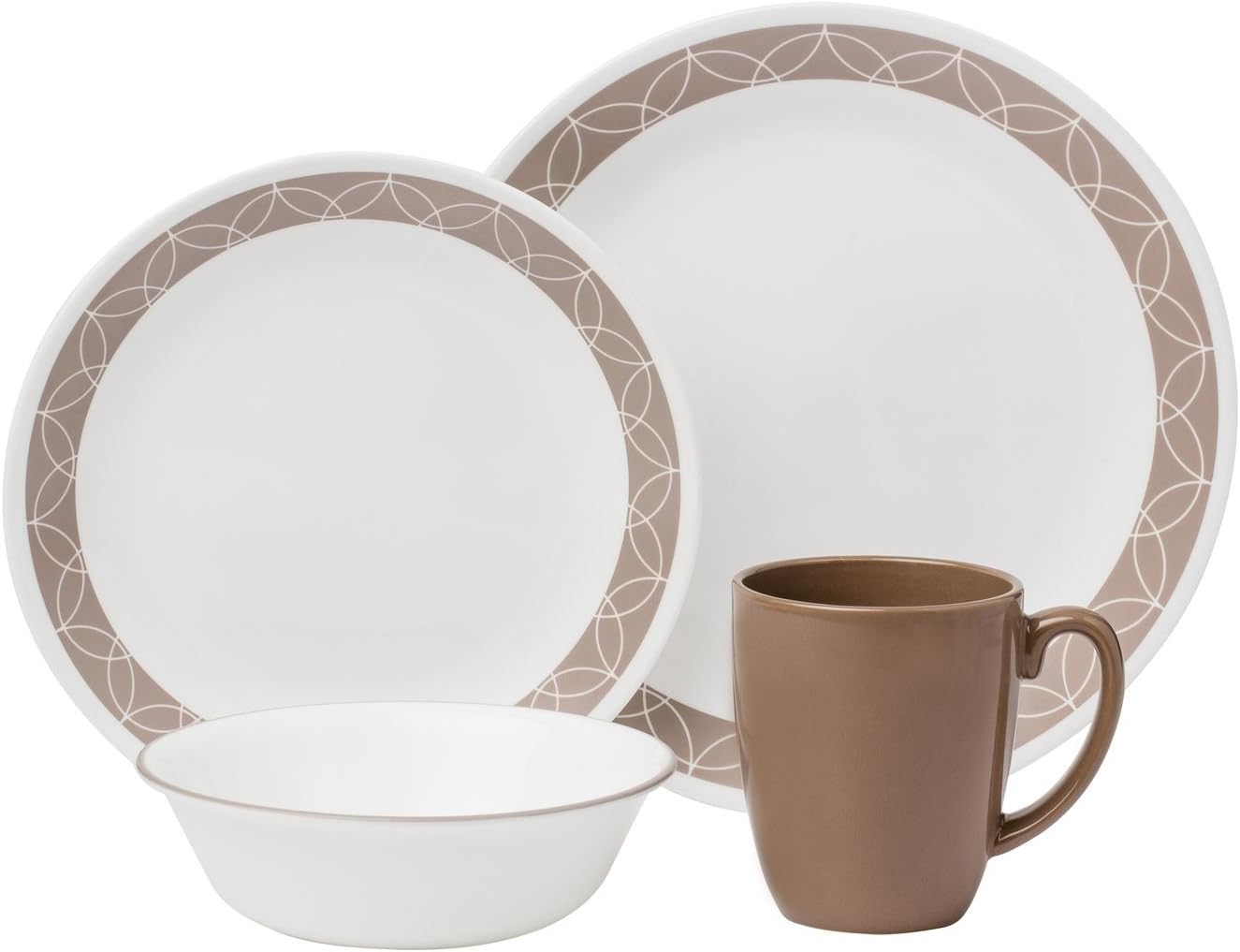 Corelle Livingware 16-Piece Dinnerware Set, Sand Sketch, Service for 4