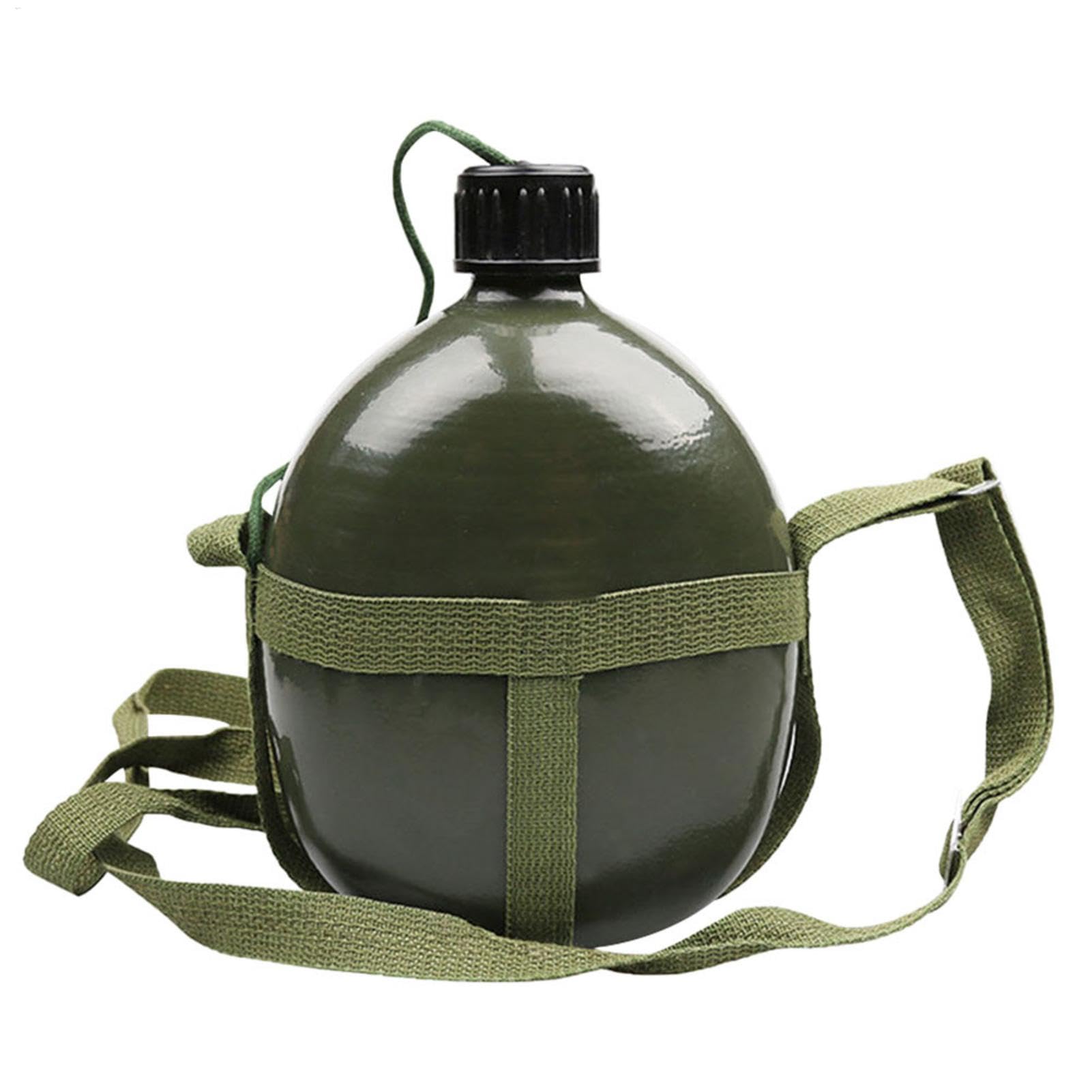 Hiking Water Bottle - Survival Water Bottle Canteen Kettle, Aluminum Convenient Large Capacity Bottle, Aluminum Wine Pot Militaryy Canteen Camping Hiking Survival Kettle with Cover Outdoor for Outdoor