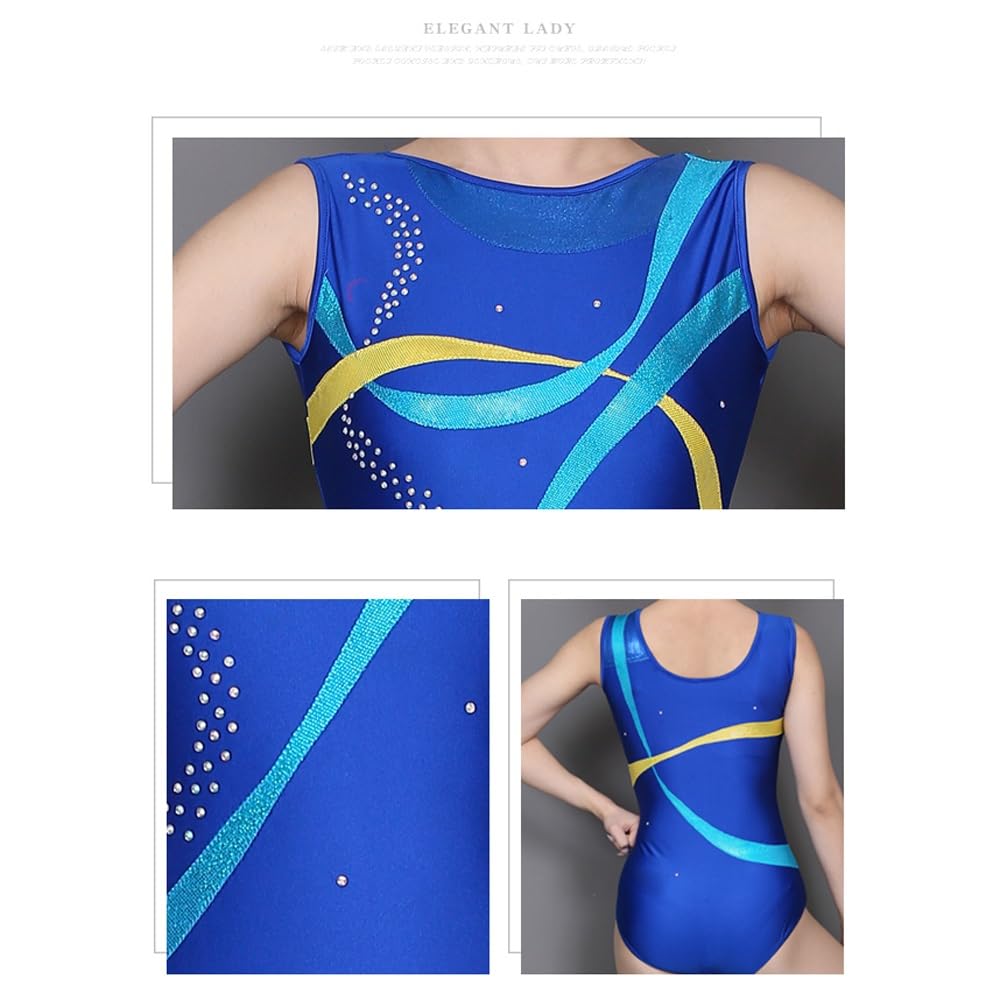 Leotardo De Gimnasia Rítmica for Mujeres Y Niñas, Ropa De Gimnasia De Competición Sin Mangas Hecha A Mano