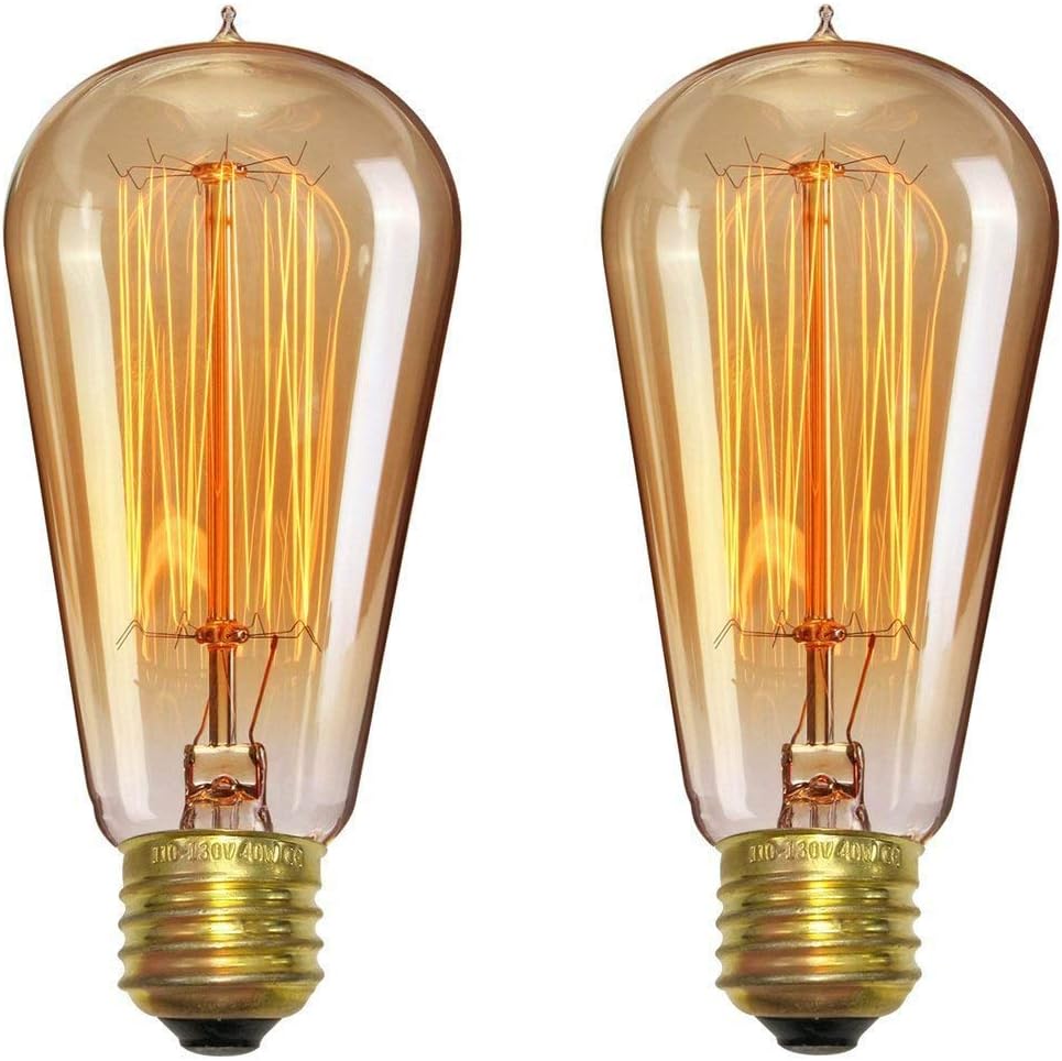 Desidiya ® Edison 4W, Tungsten Filament Antique Glass Light Bulbs Vintage Base E27 Bulb Yellow Light for Home Decoration, Living Room, Hall, Balcony, Restaurant Bar Lighting (Pack of 2)