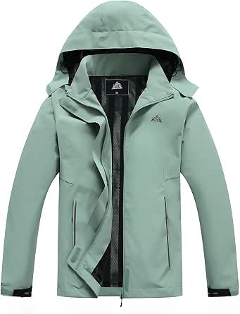 MOERDENG Women's Waterproof Hooded Rain Jacket