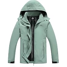 MOERDENG Womens Rain Jacket Hooded Hiking Jacket Softshell Windbreaker