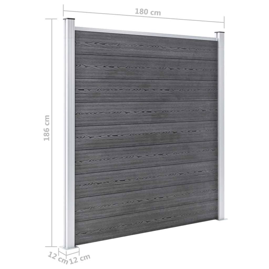 vidaXL WPC Zaun-Set 1 Quadrat + 1 Schräge 273x186 cm Grau
