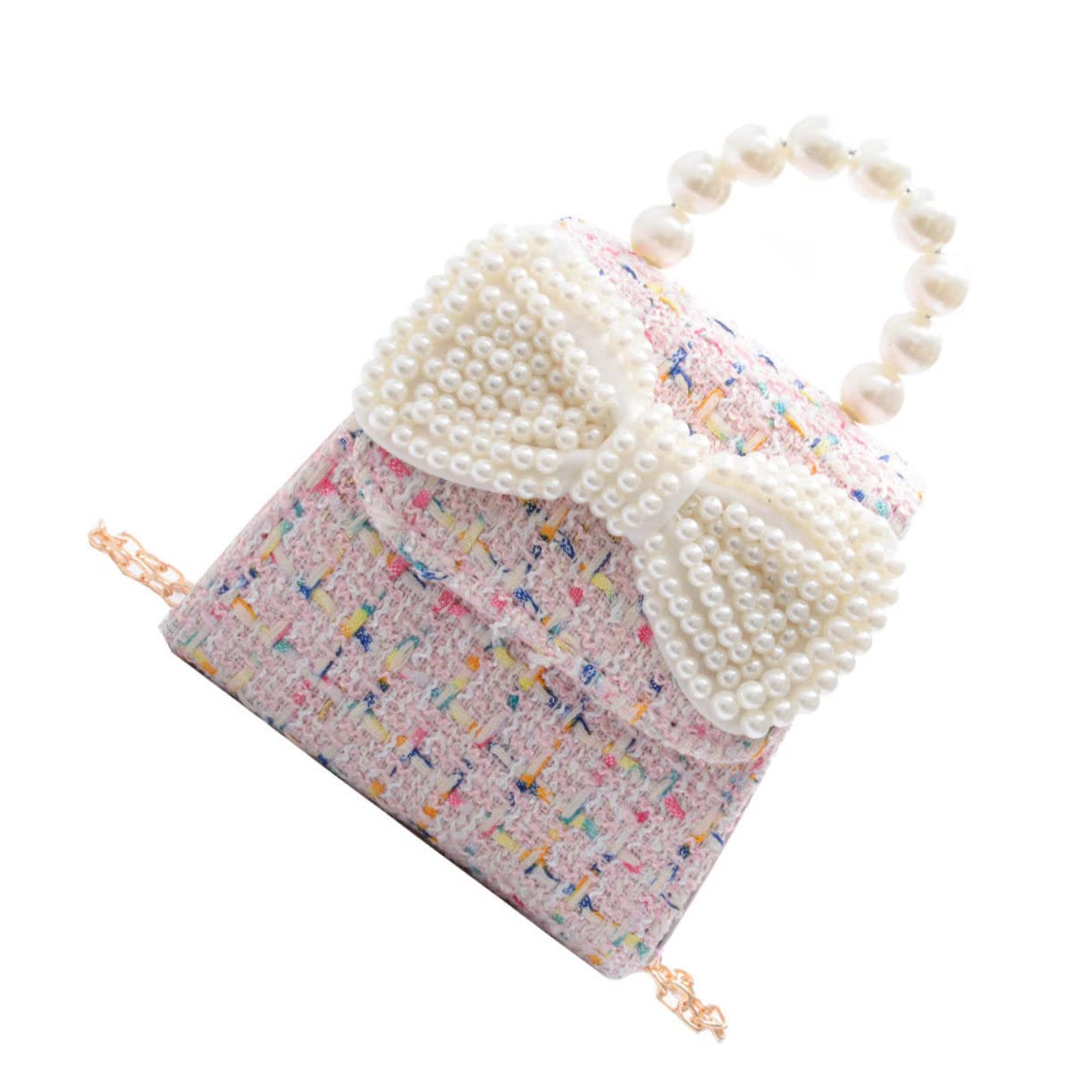 CONGARTENO Girls Pearl Handle Bag Bowknot Crossbody Bag Little Girl's Purse Fashion Trendy