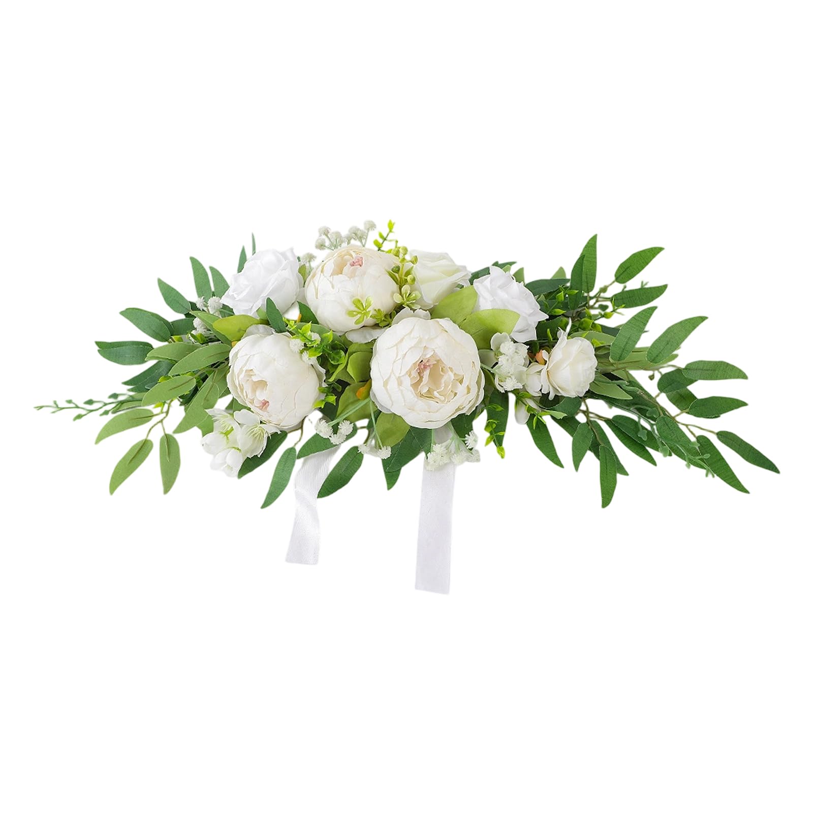 Kalttoy Realistic Silk Peony Floral Wedding Direction Sign Flower Garlands for Guest Greeting and Chair Back Decoration Faux Peony Welcome Sign