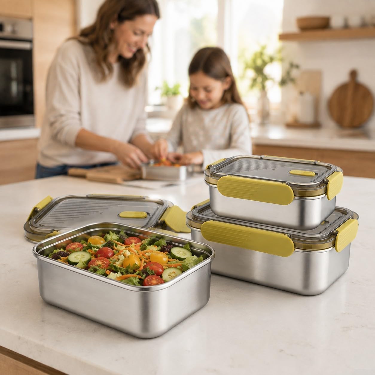 Set di contenitori per alimenti in acciaio inox per il pranzo