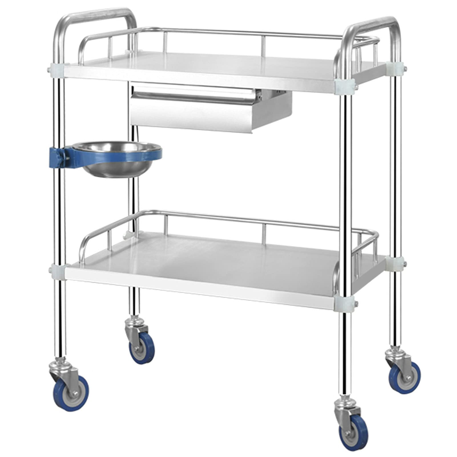Carrello di Servizio, Carrello di Servizio in Acciaio Inossidabile, ripiano per Auto da Cucina Staccabile a 2/3 Livelli, Carrello di Servizio di utilità, Carrello di,2 Layers-60 * 40 * 86Cm