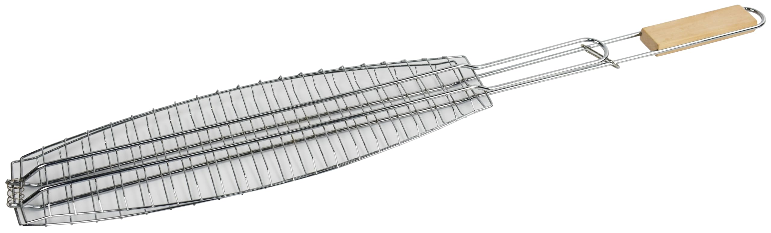 LAVV HOUSEWARES LTD Stainless Steel Hinged BBQ Grilling Rack with Wooden Handle (Oval Grill)