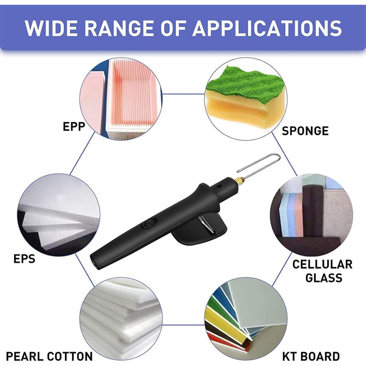 SUPVOX Coupe-Mousse Électrique à Chaud 8 Pièces Outil de Découpe de Mousse 18W 100-240V Kit Multifonction pour Découpe Précise de Panneaux et Blocs Adapté à L’Artisanat et Modélisme