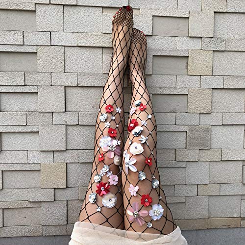 flower fishnet tights