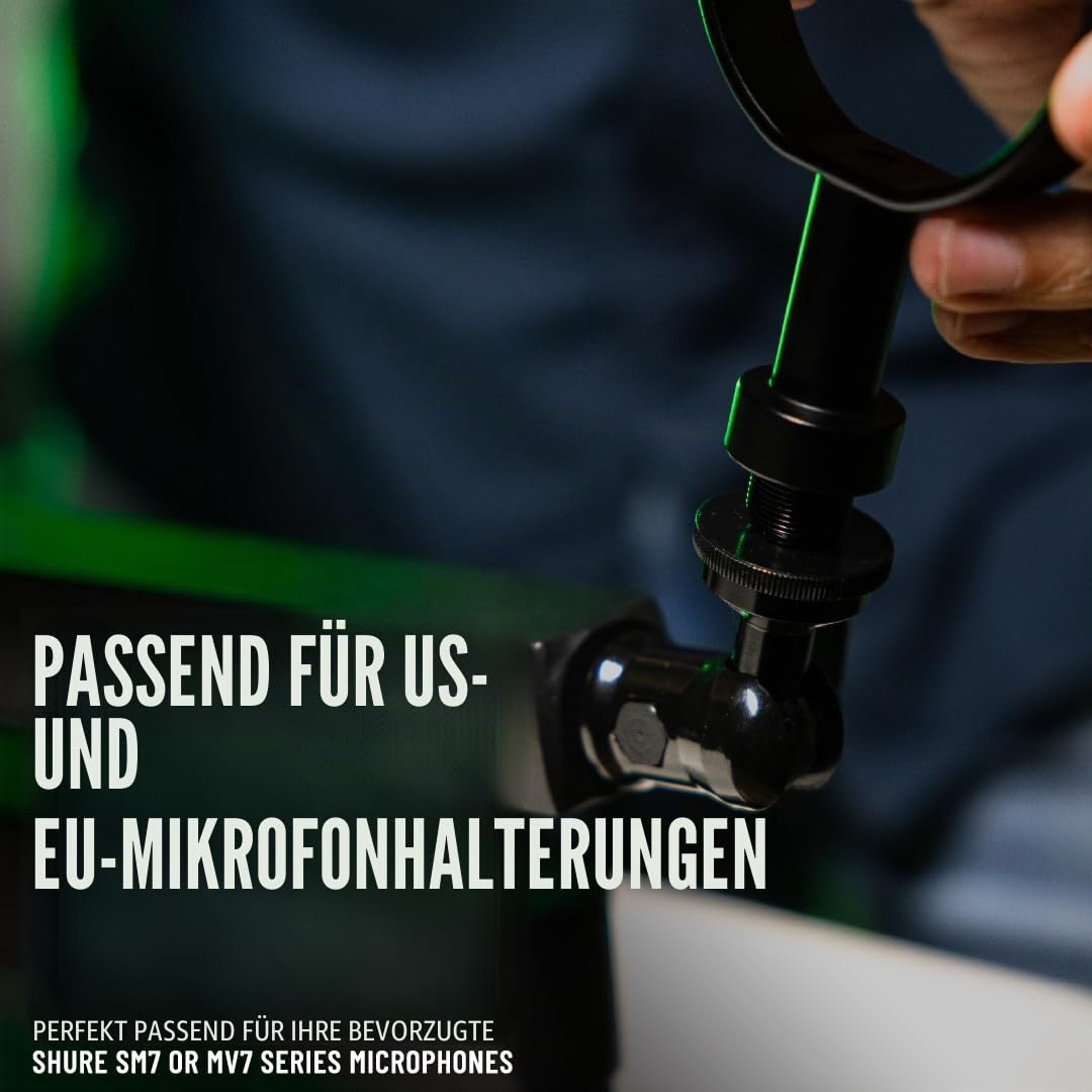 Shure by Gator by Gator Premium Low-Profile-Mikrofonständer für den Schreibtisch | voll verstellbar für Podcast, Streaming und Home Office Setups | (SH-BROADCAST2)