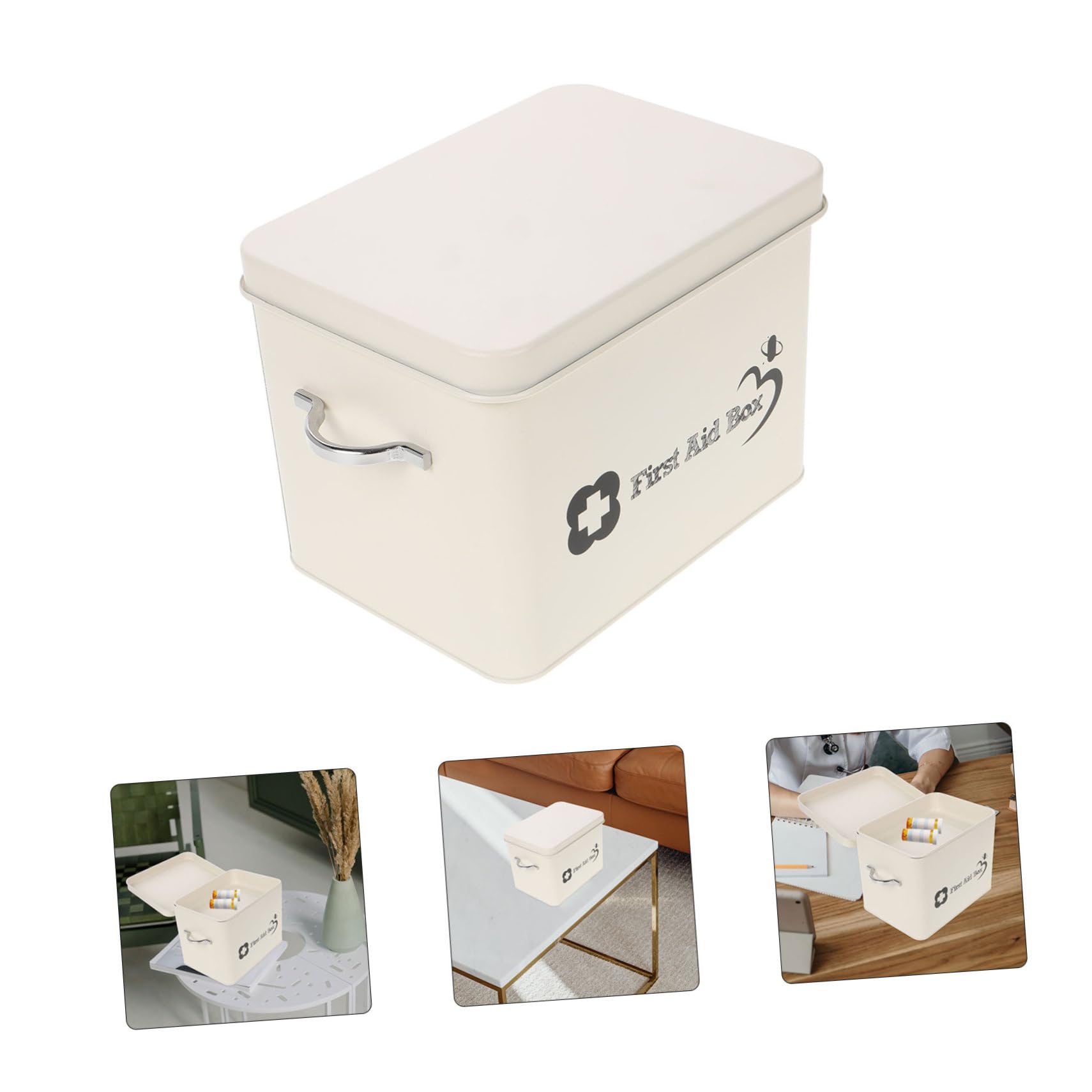Cabilock Caja Organizadora de Medicamentos Pequeña de Acero Inoxidable Diseño Multilayer para Uso Doméstico y Viaje, Almacenamiento Seguro Prueba de Polvo para Niños