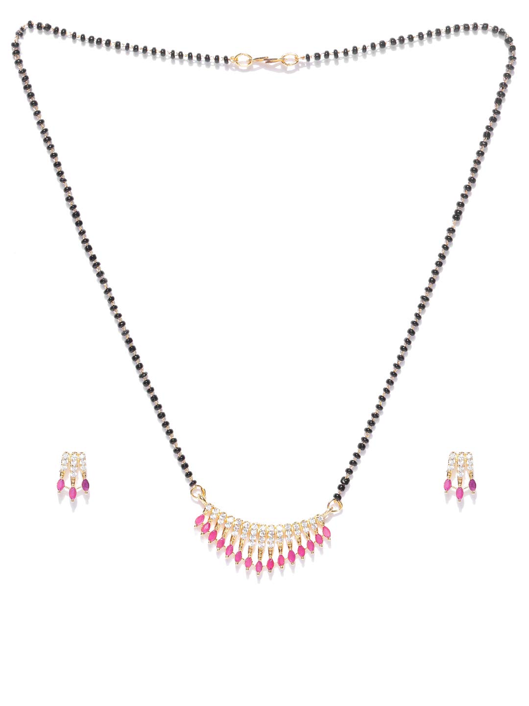 Classic Pink American Diamond Mangalsutra Set