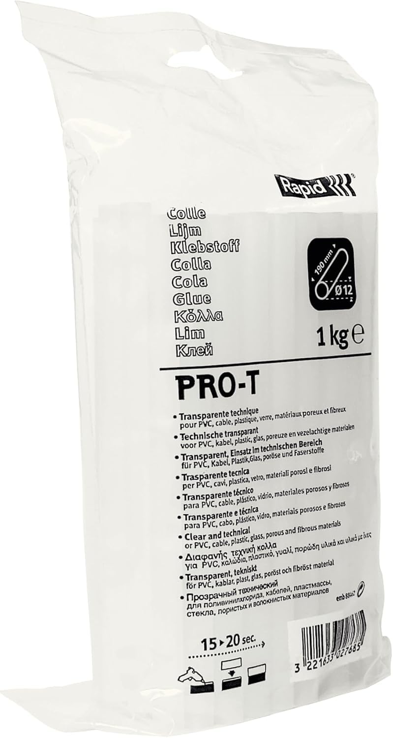 Rapid Heißklebesticks PRO-T, 1kg Klebesticks 190mm Länge, Heißkleber für Kunststoff, für Heißklebepistole 11mm, 12mm