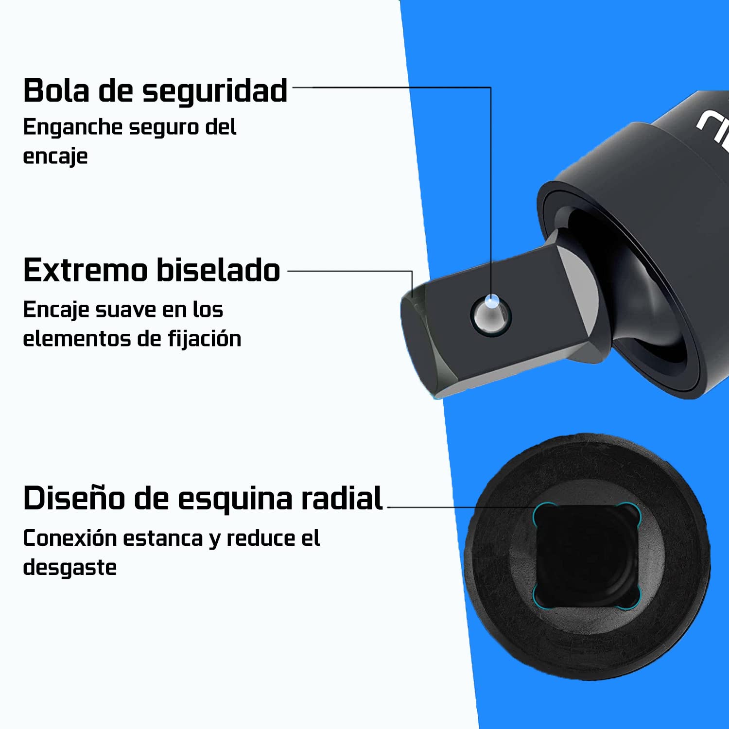 Adaptador Articulado 1/2″ Para Pistola De Impacto – JOMAFA – Vaso De Impacto Giratorio Con Pasador