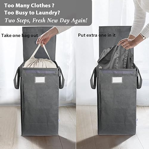 Miniatura 3 de MCleanPin Cesta para la ropa sucia plegable con tapa y 2 forros extraíbles, cesta plegable para ropa sucia con 2 asas, cesta plegable para la ropa