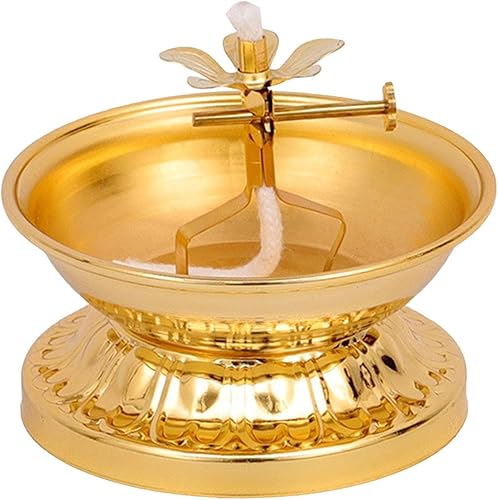 Ghee - Soporte para lámpara de té, suministros de altar, soporte de vela para lámpara de mantequilla, portavelas para dormitorio, mesa, centro de