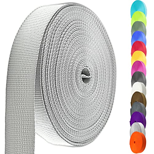 Image of Oak-Sports Nylon Webbing 1.5 Inch, Heavy Duty Nylon Webbing Strap 12 Yard, Durable Nylon Strapping for Indoor or Outdoor Gear, DIY Crafting, Repairing (Silver Gray)