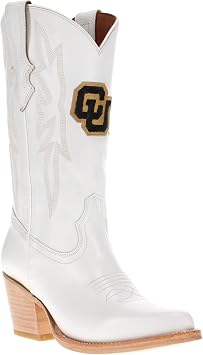 Vaccari Womens Leighton Genuine Leather NCAA League Embroidery Pointed Toe Cowgirl Boots