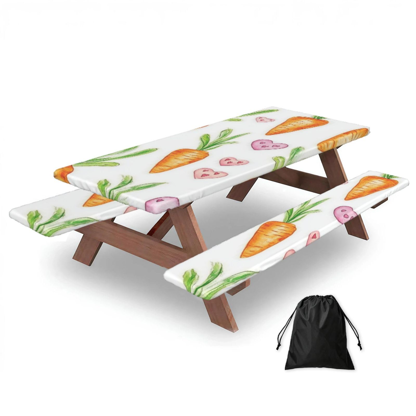 Nappe de pique-nique ajustée avec housses de banc, nappe élastique ajustée, imperméable, pour extérieur, camping, extérieur, 183 cm