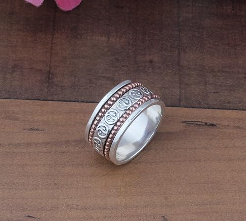 Miniatura 32 de Boho Spinner Ring, Mothers Day Gift, Silver 925 Women Ring, Sterling Silver 925 Ring, Fidget Spinner Ring,Women Silver Anxiety Ring