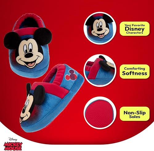 Miniatura 4 de Disney Pantuflas de Mickey Mouse acogedoras y antideslizantes de felpa para niños (niños pequeños)