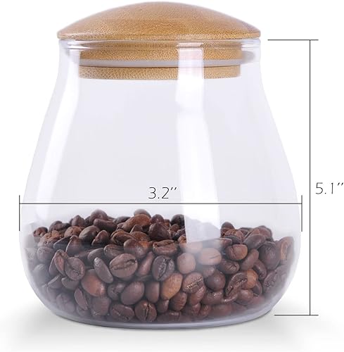 Miniatura 2 de WHJY Recipiente de almacenamiento de vidrio transparente de 26 onzas con tapa hermética de bambú, pequeño y moderno tarro decorativo redondo para