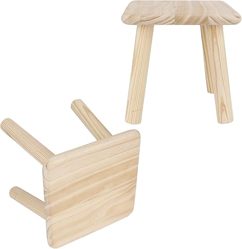 Miniatura 7 de Pilipane Taburetes de madera para niños, sillas sólidas de 9 pulgadas para niños, mesa sensorial a juego, madera pintada a mano con taburete de