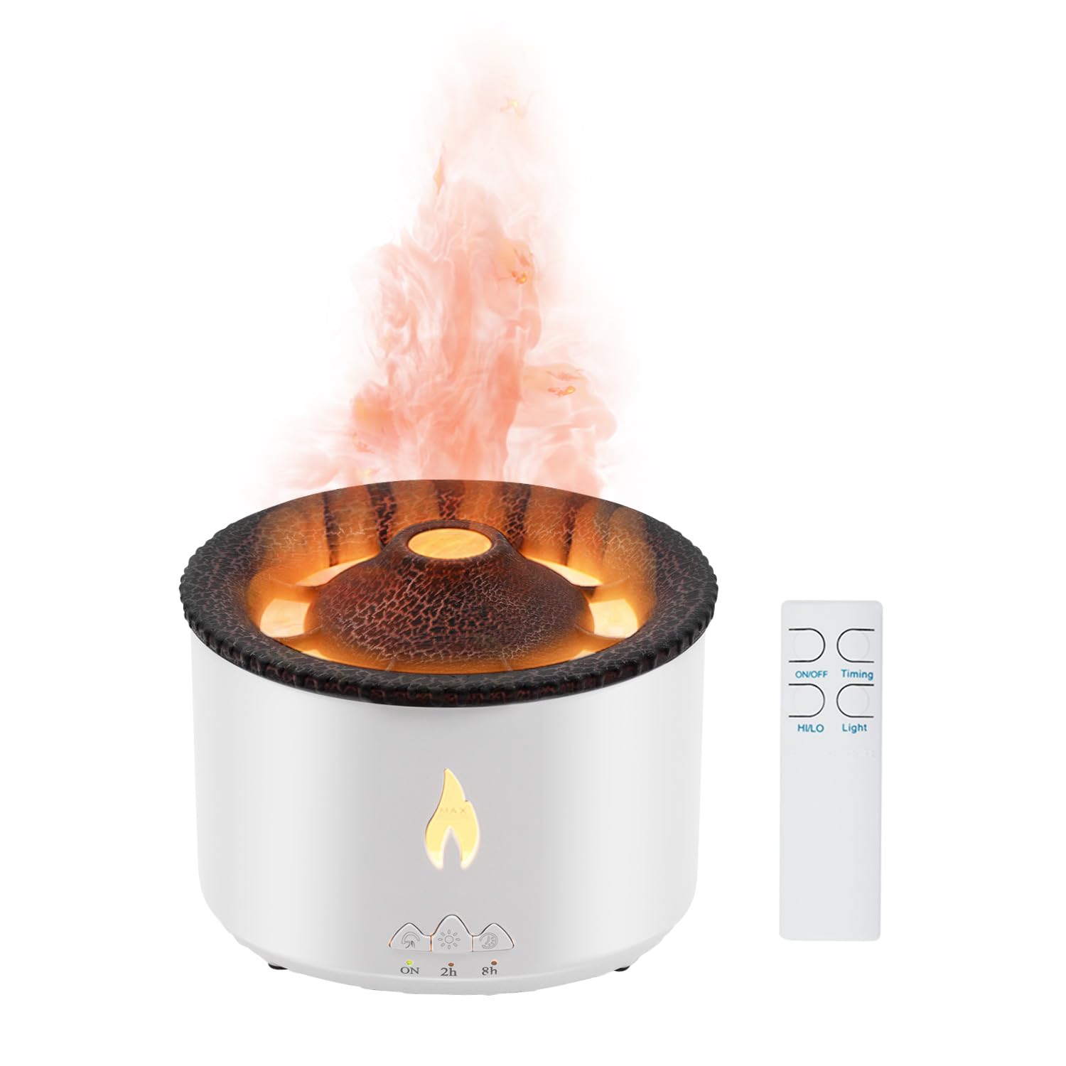 Umidificatore Vulcanico Diffusore Aromi Fiamma: Diffusore di Profumo di Olio Essenziale a Ultrasuoni con Capacità di 360 ml, 2-In-1 con Funzione Timer per Camera da Letto e Home Office