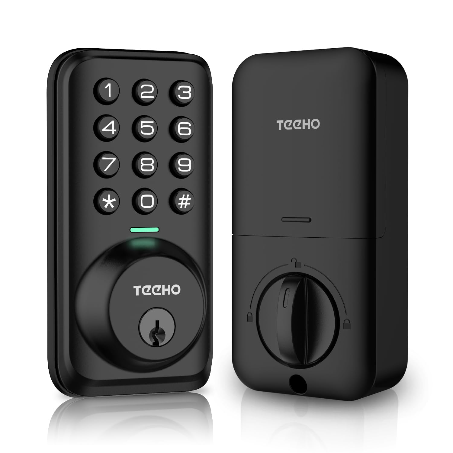 TEEHOTZ001 Keypad Door Lock - Keyless Entry Electronic Lock - Smart Digital Lock with Keypads - Deadbolt Smart Lock - IP54 Weatherproofing - Matte Black