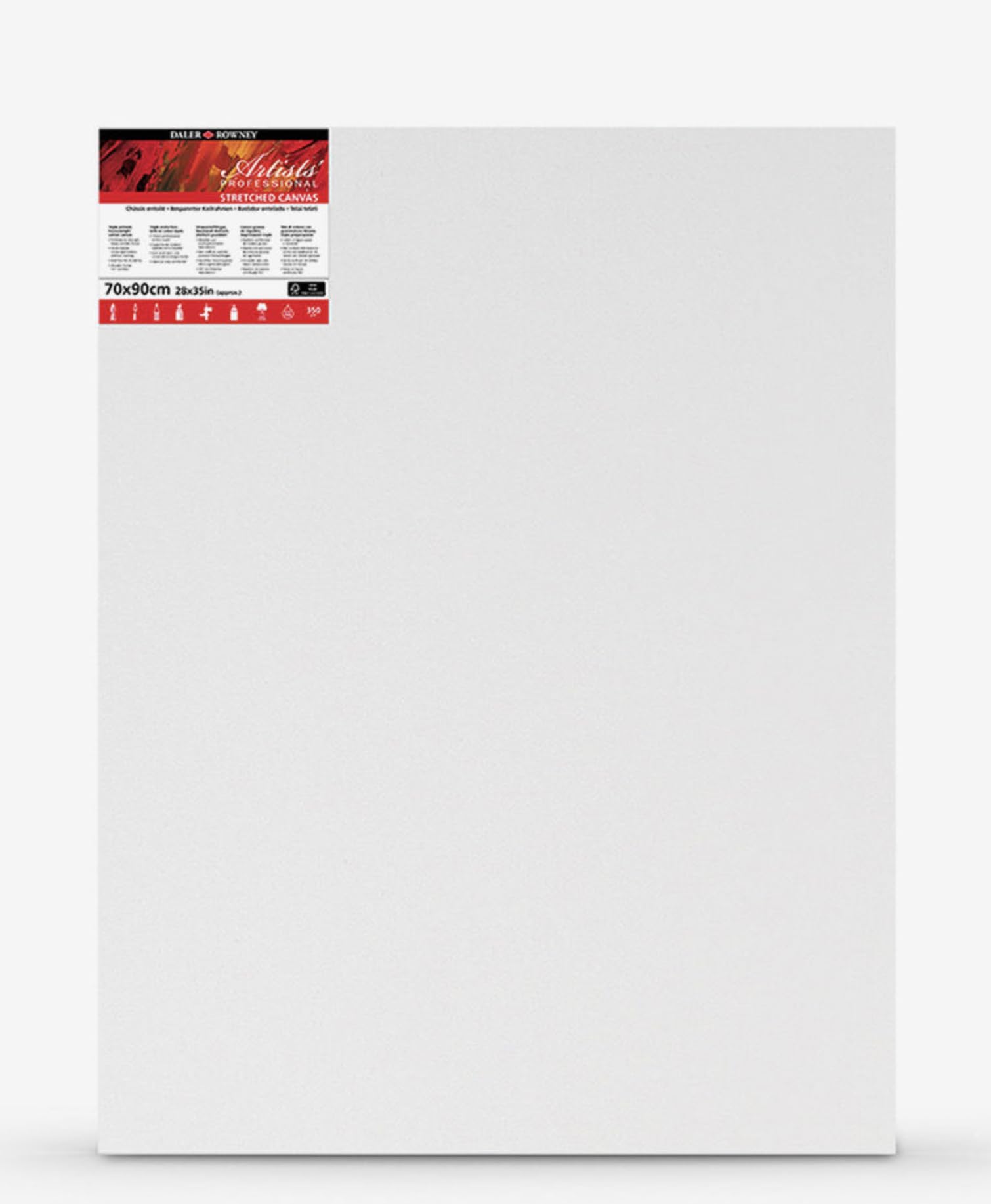 Daler-Rowney Artists' Stretched Canvas, Medium Grain, 350 gsm, 20mm Deep, 28 x 35in - 70 x 90 cm, White