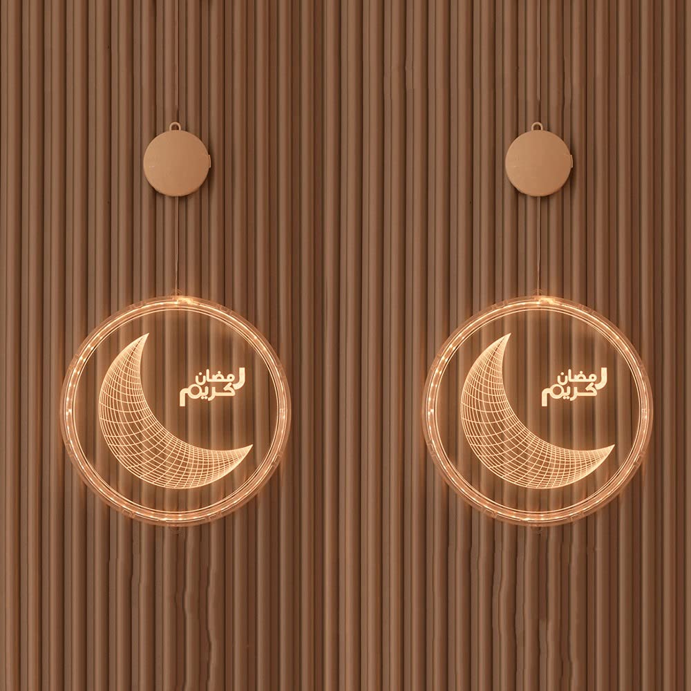 Lámpara colgante LED de disco 3D para decoración navideña y Ramadán