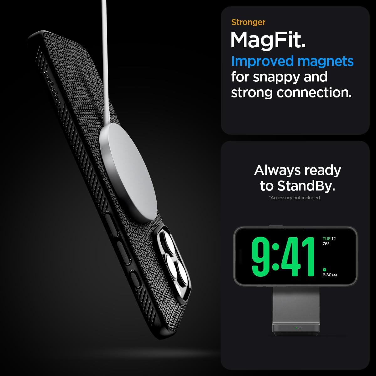 Spigen Cover per iPhone 16 Pro Max, Liquid Air T MagFit [Copertura abilitata per il Controllo fotocamera] Compatibile con MagSafe - Nero Opaco