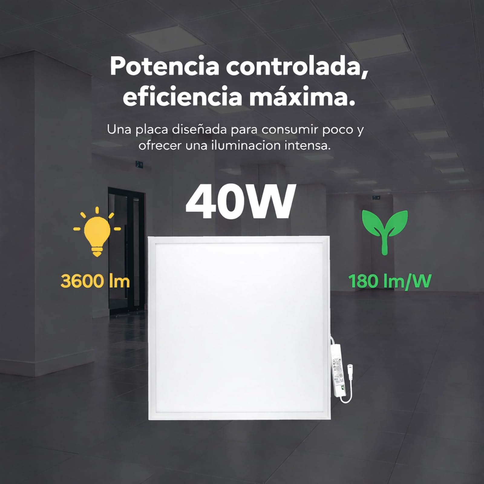 Europalamp - 8 LED-Fliesen 60 x 60 cm, 40 W, Kaltweiß, 6000 K, 4000 lm, hohe Helligkeit – Anpassung an Zwischendecken ohne Änderung (6000 K – Kaltweiß, 8)