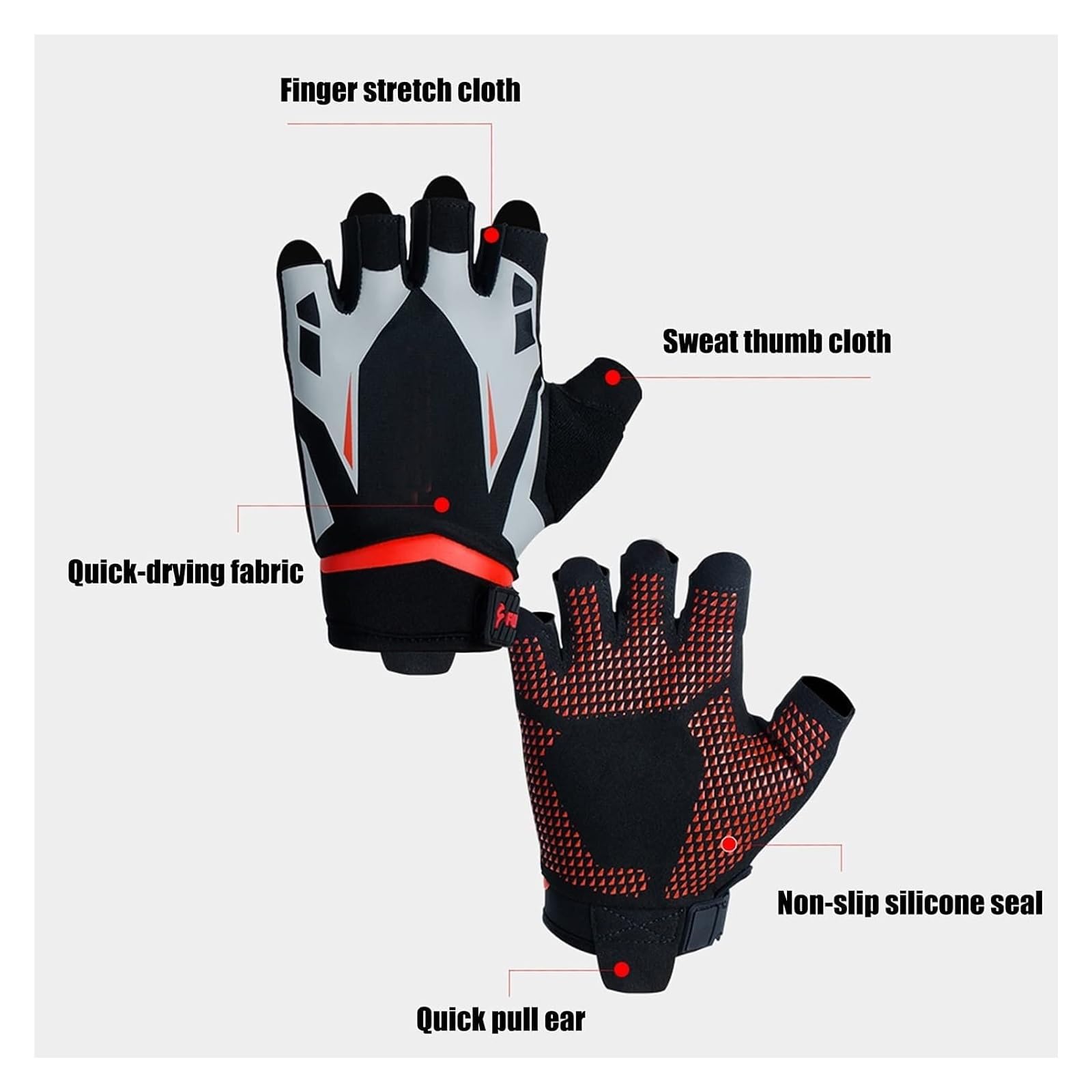 Guanti da guida senza dita, Guanti sportivi, Guanti mezze dita, Guanti da palestra Guanti imbottiti for sollevamento pesi Guanti da allenamento for uomini e donne Guanti di protezione mezze dita trasp