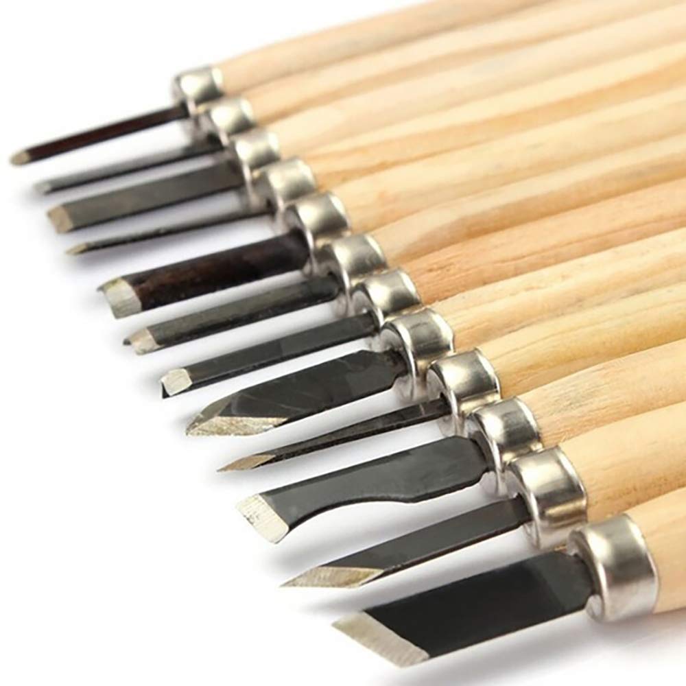 Color Bristles® Set of 12 Pcs Multipurpose Durable Wood Carving Hand Chisel Knives Tools for Art Sculpture Wax Modelling Engraving Carpenters Hobbyist Artist 2