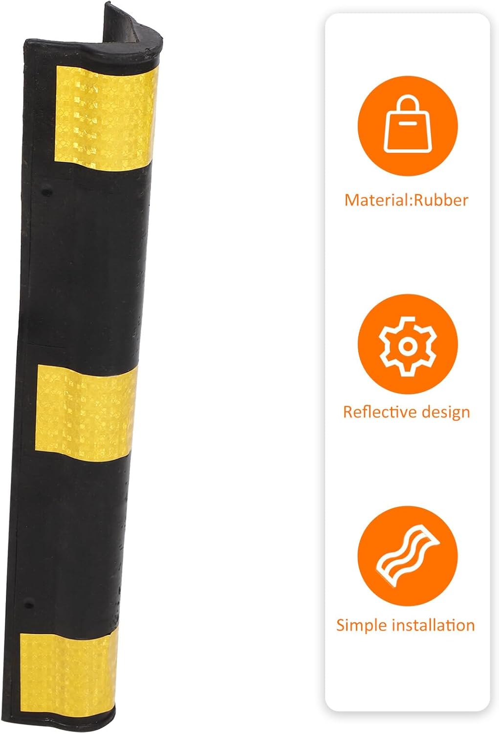 Cabilock Reflective Rubber Corner Guards Wall Protector 600x100x10mm for Parking Garages Car Garage Wall Bumper Guards Safety Corner Padding