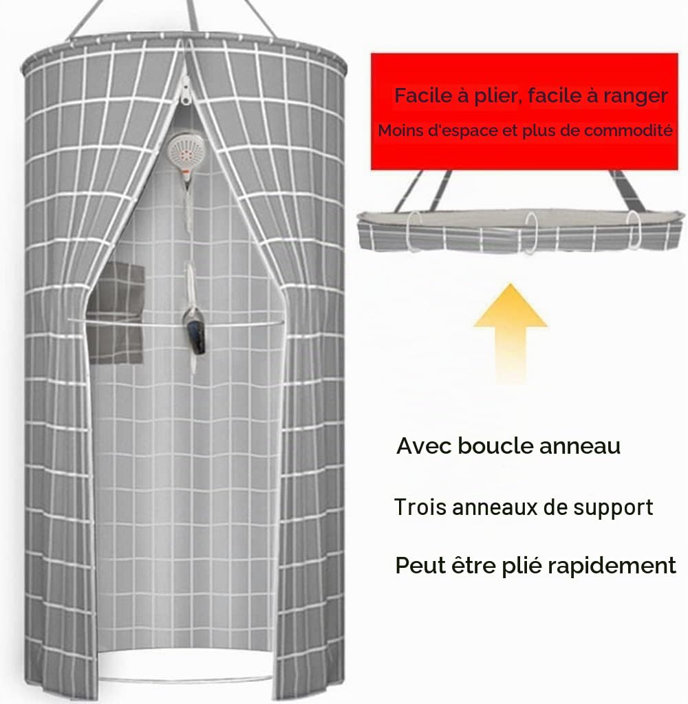 Générique Rideau de Douche Rond en Polyester à Suspendre - Double Fermeture éclair - Isolation Thermique - Portable - Isolation Froide - Tente à Suspendre