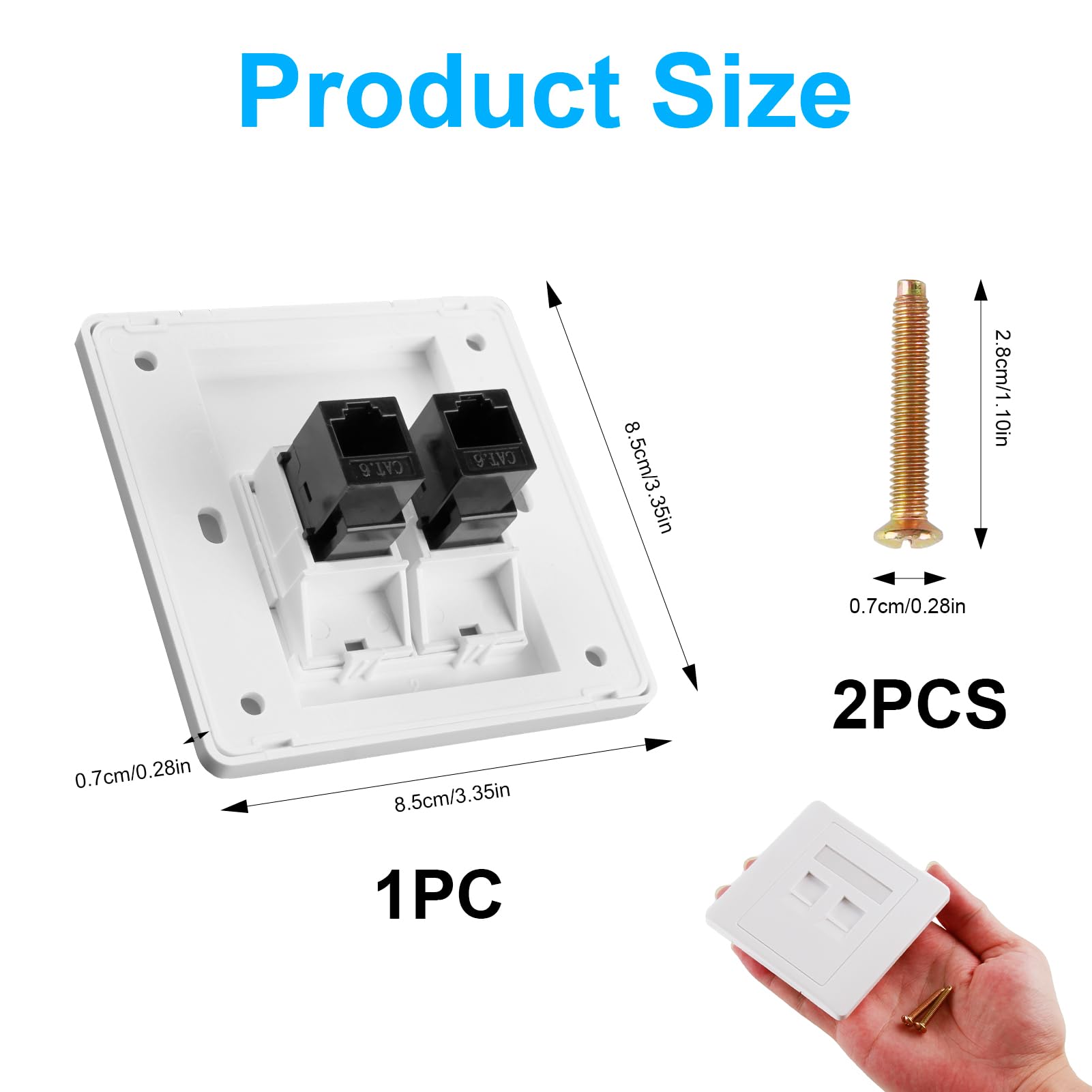 Rj45 Socket Ethernet Wall Socket Cat 6 Gigabit Network Socket Cat6 Ethernet Sockets Rj45 Lan Cable Faceplate Dual-Pass Sockets Networking Port Face Plate Internet Wall Box for Ethernets Cable Install - Image 2