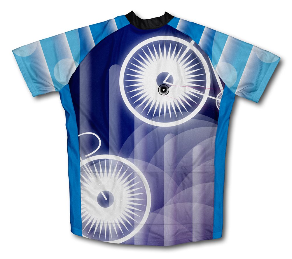 ScudoPro Blue Wheels Short Sleeve Cycling Jersey for Youth - Size M