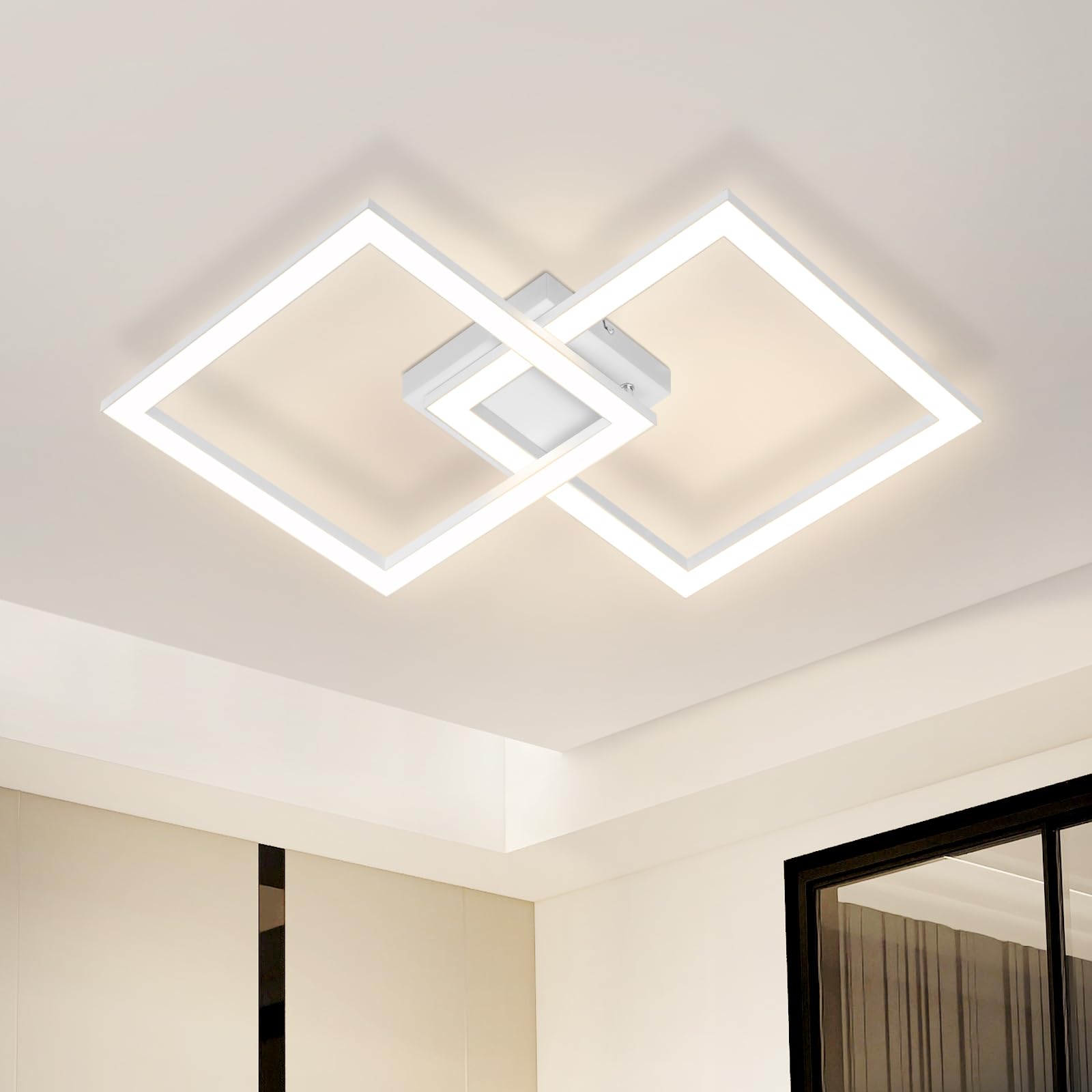 Homefire Deckenlampe LED Deckenleuchte Küche - Weiß 24W Schlafzimmerlampe Modern Design Wohnzimmerlampe Küchenlampe 3000K Warmweiß Flurlampe für Flur Küche Schlafzimmer Wohnzimmer