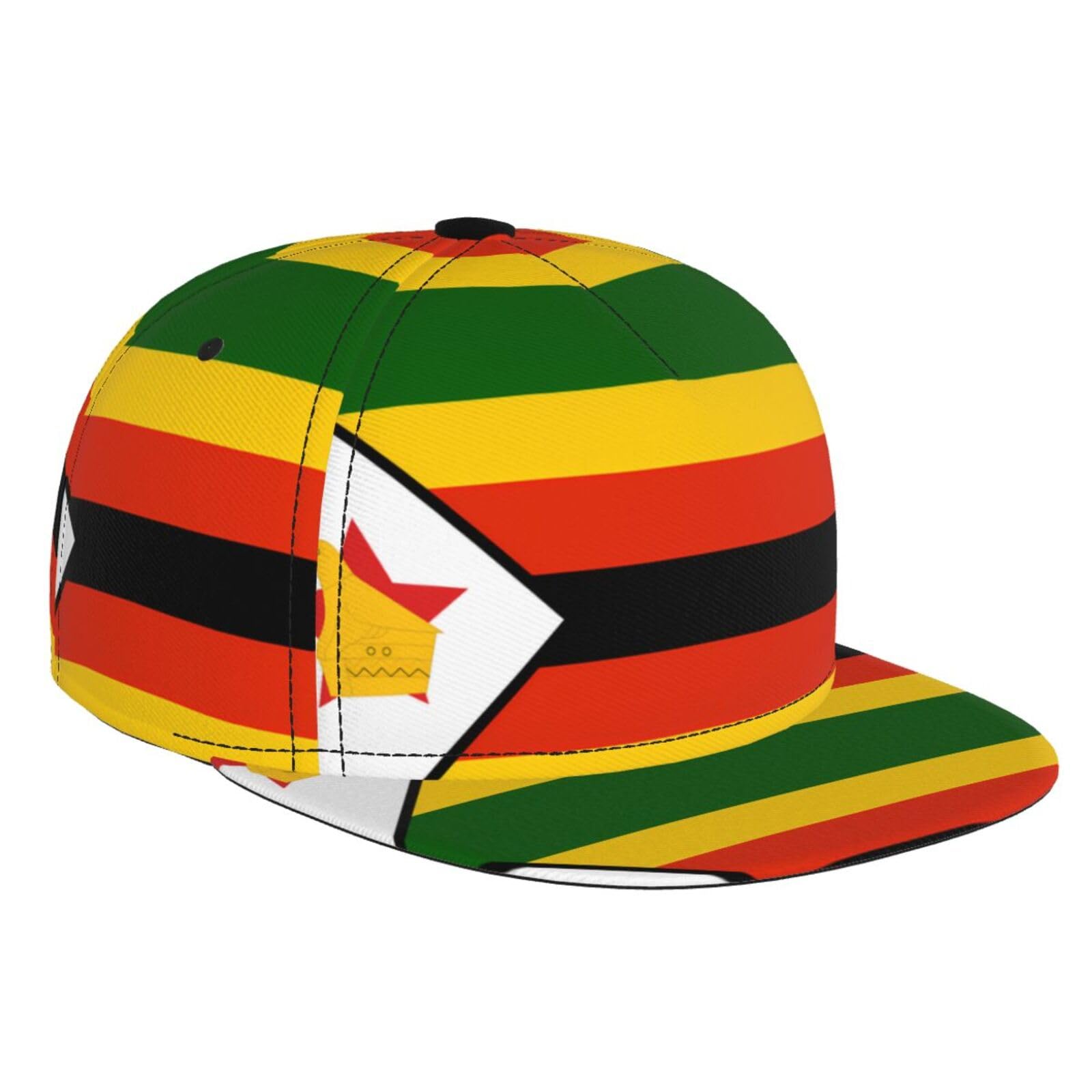 Wzycwb Unisex Black Flag Of Zimbabwe Printed Adjustable Sports Baseball Cap | Flat Brim Hat | Travel Outdoor Sun Hat One Size, One Size