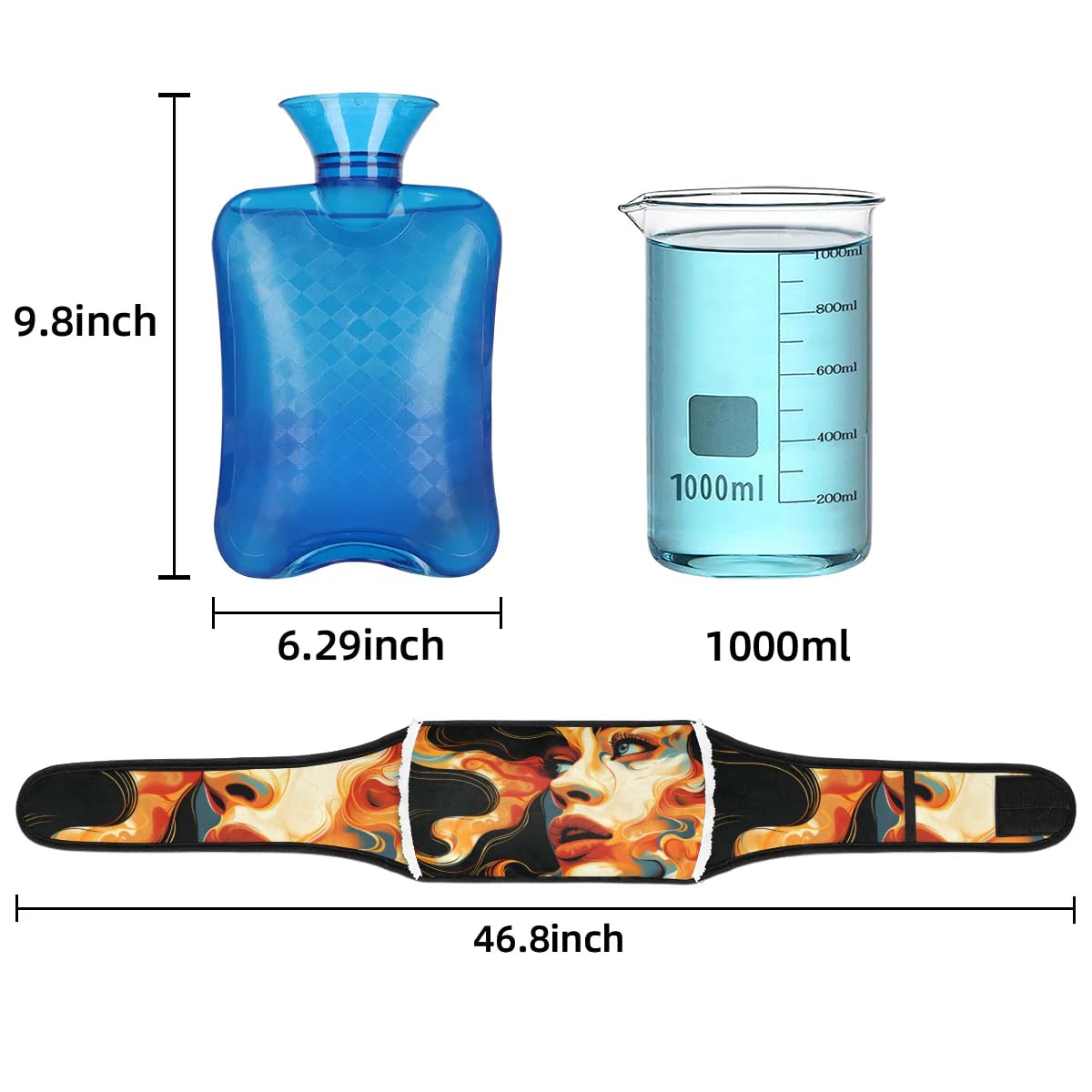 Hot Water Bag with Waist Cover Color Woman Face Warm Hot Water Bottle Belt Plush Double Hand Insert Wearable Water Bag Detachable Hot Bottle Pouch for Neck Shoulder Pain Relief